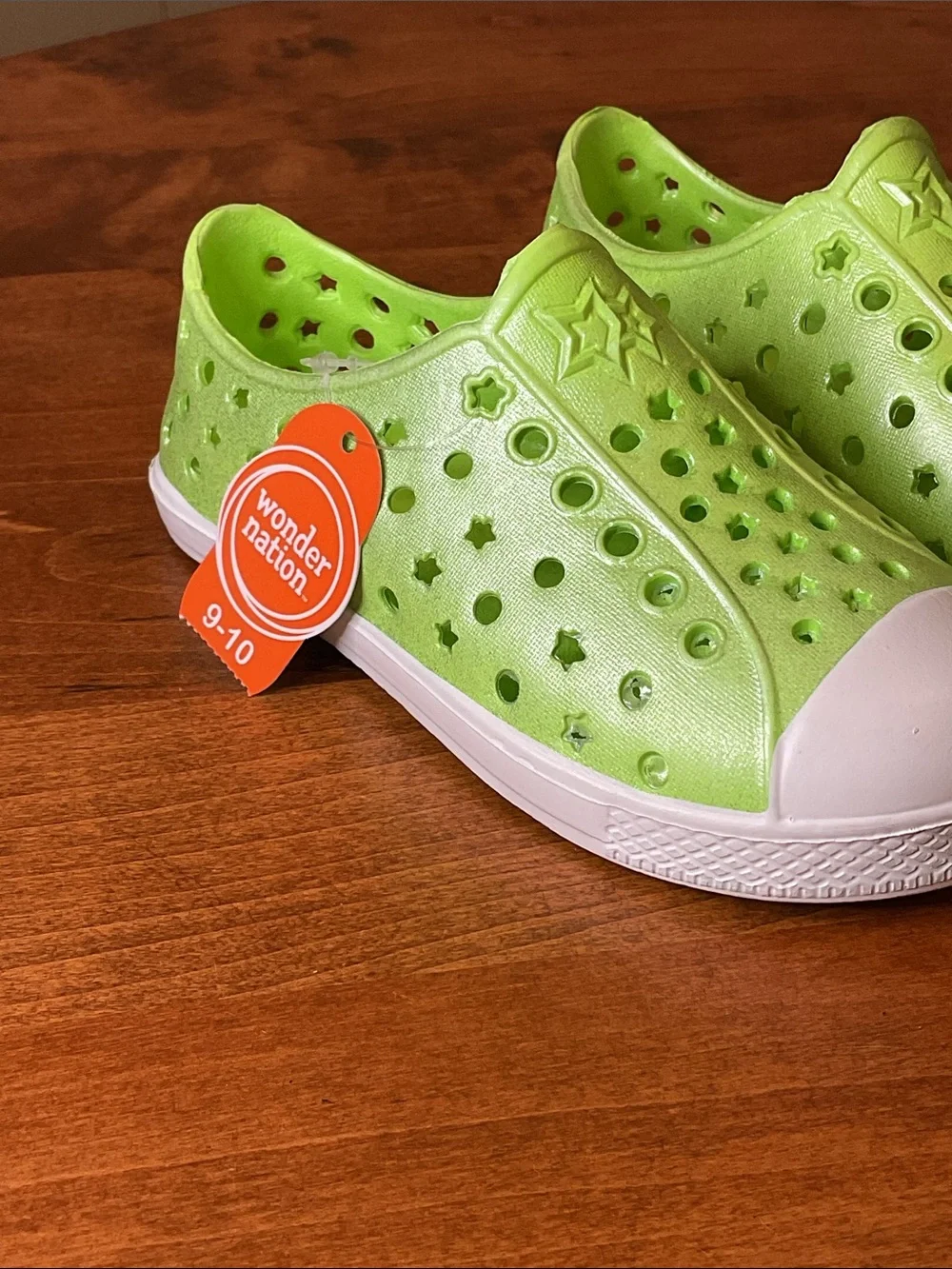 wonder nation Lime Green Slip-On Water Shoes with White Toe Caps